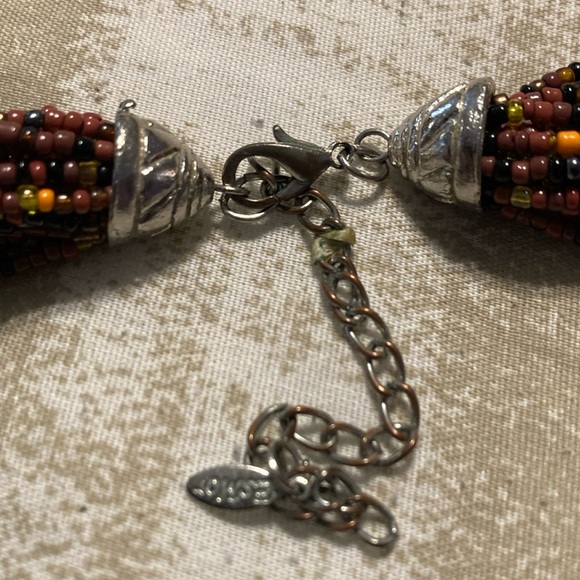 EsMor Orange Brown Multi Strand Glass Seeded Beaded 15” Necklace W/ 3” Extender - Picture 7 of 11